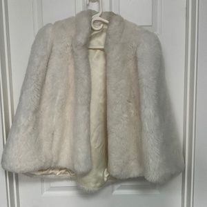 Vintage Faux Fur Winter White Cape for Weddings or Evening Wear frozen retro
